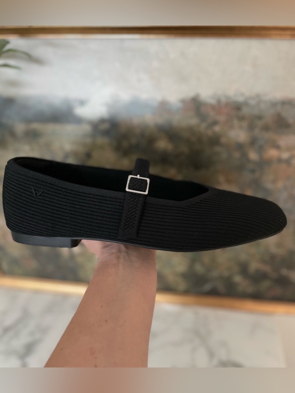 VIVAIA Margot Mary Jane Square Toe Flats Black Sz 10 (41.5) Sustainable Slip on - Picture 3 of 10